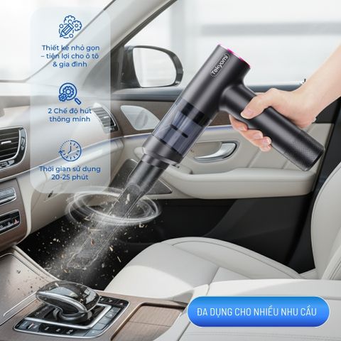 Máy Hút Bụi Cầm Tay Mini Tekyomi EG-122 - Công Suất 200W, Lực Hút 20.000Pa, Pin 5000mAh, 4in1 Hút/Thổi/Bơm/Chân Không