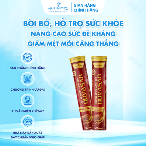 Viên sủi hồng sâm linh chi Novasan hỗ trợ bồi bổ cơ thể, tăng sức đề kháng (20 viên)
