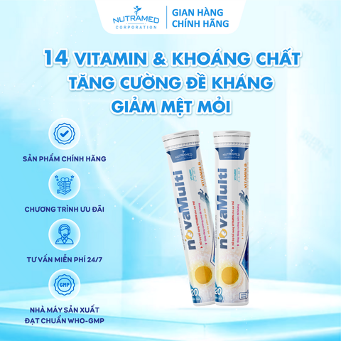 Viên sủi NovaMulti bổ sung vitamin và khoáng chất, hỗ trợ tăng cường sức đề kháng, giảm mệt mỏi (20 viên)