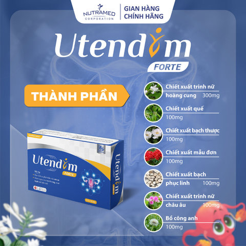 Viên uống Utendim Forte hỗ trợ cải thiện u xơ tử cung và tuyến vú - 100% thiên nhiên, 30 viên bổ trợ sức khỏe nữ giới
