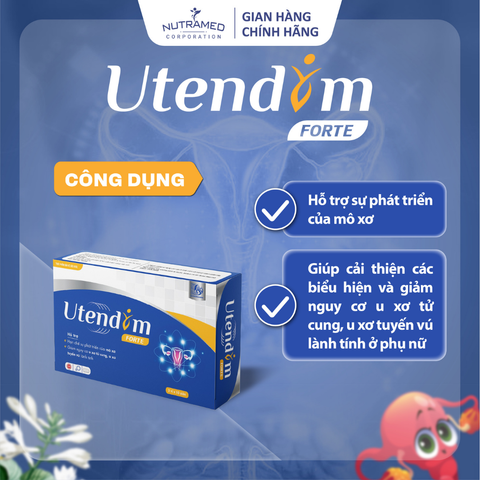 Viên uống Utendim Forte hỗ trợ cải thiện u xơ tử cung và tuyến vú - 100% thiên nhiên, 30 viên bổ trợ sức khỏe nữ giới