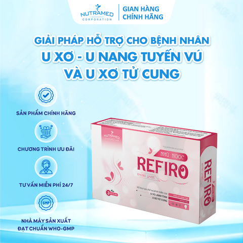 Viên uống Nhũ Ngọc Refiro hỗ trợ cải thiện u xơ tử cung, u nang tuyến vú lành tính - Thực phẩm chức năng sức khỏe nữ giới (30 viên)
