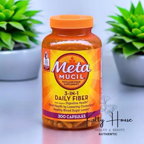 Viên Uống Bổ Sung Chất Xơ Metamucil 3-in-1 - Hỗ Trợ Tiêu Hóa, Giảm Cholesterol, 300 Viên Psyllium Fiber Supplement