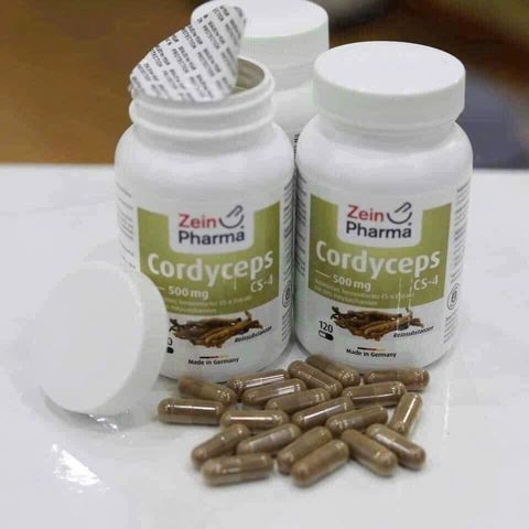 Đông Trùng Hạ Thảo Zein Pharma Cordyceps CS-4 500mg - Tăng Đề Kháng, Bổ Gan Thận, Hỗ Trợ Sinh Lý, Lọ 120 Viên Chính Hãng Đức