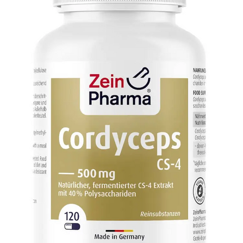 Đông Trùng Hạ Thảo Zein Pharma Cordyceps CS-4 500mg - Tăng Đề Kháng, Bổ Gan Thận, Hỗ Trợ Sinh Lý, Lọ 120 Viên Chính Hãng Đức