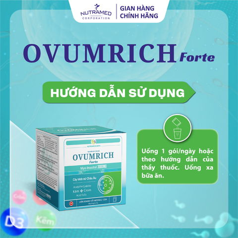 Viên uống Ovumrich Forte hỗ trợ Myo-Inositol, vitamin và khoáng chất cho phụ nữ chuẩn bị mang thai - Hộp 30 gói 5g
