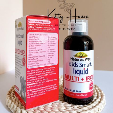 Nature's Way Kids Smart Multi + Iron 200ml - Bổ Sung Vitamin và Sắt Tăng Cường Sức Khỏe và Đề Kháng Cho Trẻ Em Từ 1 Tuổi