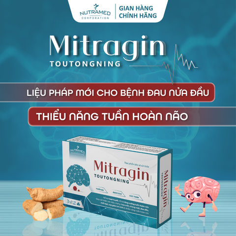 Viên Uống Mitragin Nutramed - Hỗ Trợ Tăng Cường Tuần Hoàn Não, Cải Thiện Trí Nhớ, Giảm Đau Đầu, Mất Ngủ - 30 Viên
