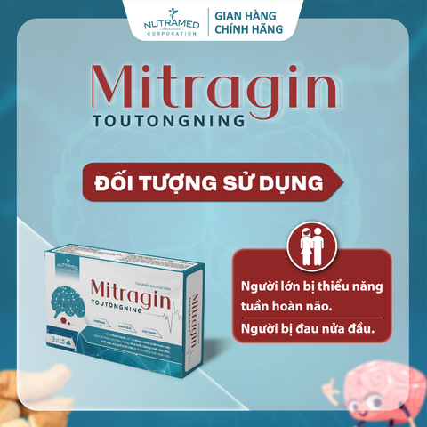 Viên Uống Mitragin Nutramed - Hỗ Trợ Tăng Cường Tuần Hoàn Não, Cải Thiện Trí Nhớ, Giảm Đau Đầu, Mất Ngủ - 30 Viên