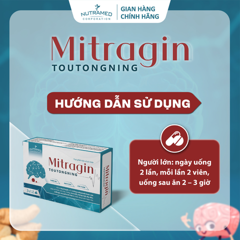 Viên Uống Mitragin Nutramed - Hỗ Trợ Tăng Cường Tuần Hoàn Não, Cải Thiện Trí Nhớ, Giảm Đau Đầu, Mất Ngủ - 30 Viên