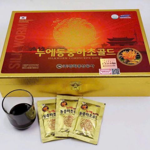 Nước đông trùng hạ thảo Kanghwa Gold King – Hỗ trợ sức khỏe, 60 gói trong hộp gỗ cao cấp, sản phẩm chất lượng từ Gyeongbuk