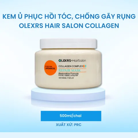 Kem Ủ Tóc Olexrs+ Hair Salon Collagen 500ml – Phục Hồi Tóc Hư Tổn, Mượt Tóc, Giảm Gãy Rụng