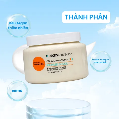 Kem Ủ Tóc Olexrs+ Hair Salon Collagen 500ml – Phục Hồi Tóc Hư Tổn, Mượt Tóc, Giảm Gãy Rụng