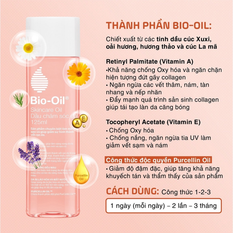 Dầu Chăm Sóc Da Bio-Oil - Hỗ Trợ Mờ Sẹo, Cải Thiện Rạn Da & Đều Màu Da, Dầu Dưỡng Da Thảo Dược 125ml
