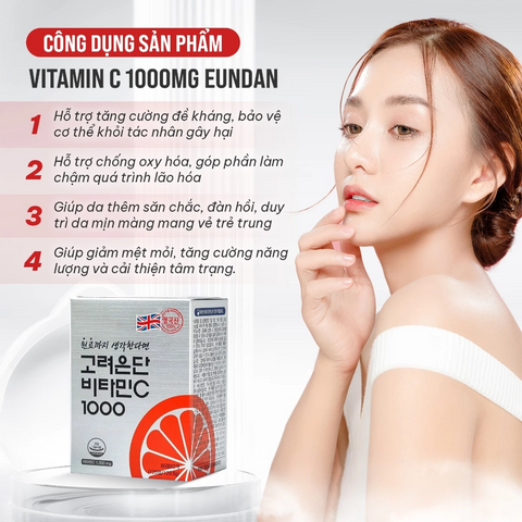 Viên Uống Eundan Vitamin C 1000mg Hàn Quốc – Tăng Cường Hệ Miễn Dịch, Làm Đẹp Da, Hộp 120 Viên 410331