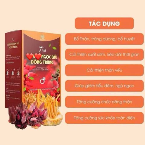 Trà Thảo Mộc Ngọc Cẩu Đông Trùng 7 Vị - Hộp 30 Gói Giải Khát Tự Nhiên Hỗ Trợ Sức Khỏe cho Người Lớn Tuổi