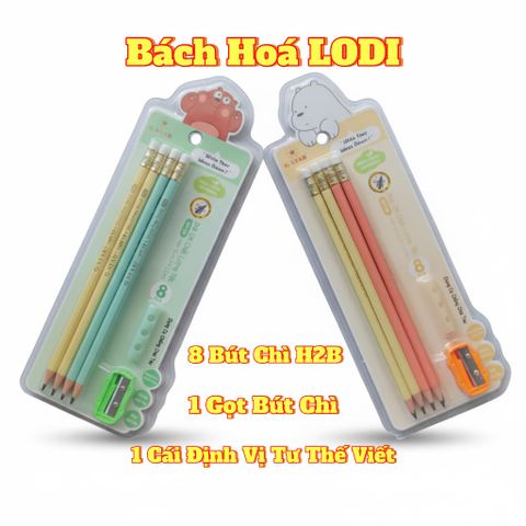 Bộ 08 Bút Chì G-Star WT-39 Kèm Đồ Chuốt và Dụng Cụ Định Vị Tư Thế Viết Cho Bé - Giúp Tập Viết Đẹp và Đúng Cách