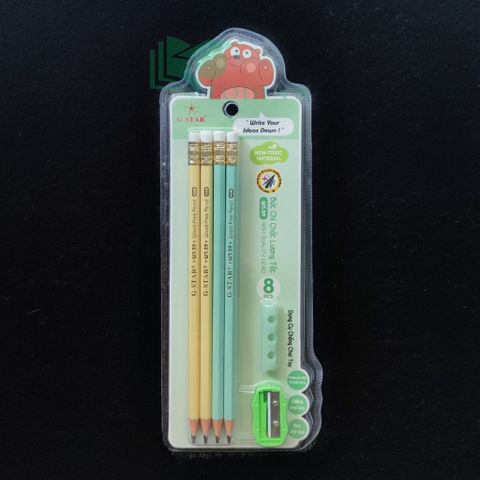 Bộ 08 Bút Chì G-Star WT-39 Kèm Đồ Chuốt và Dụng Cụ Định Vị Tư Thế Viết Cho Bé - Giúp Tập Viết Đẹp và Đúng Cách