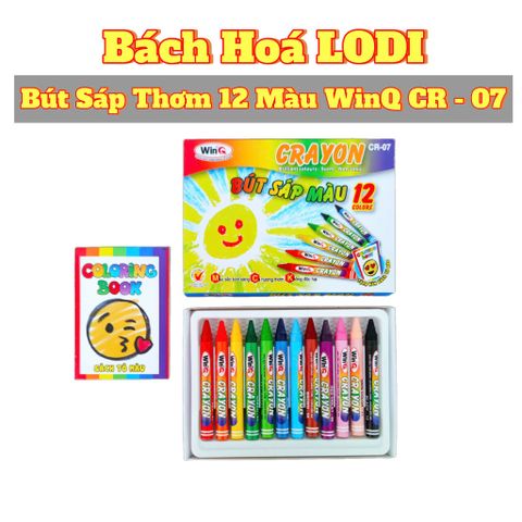 Combo 2 Hộp Bút Sáp Màu Thơm 12 Màu WinQ CR-07 - Bút Vẽ An Toàn Cho Trẻ Em, Màu Sắc Tươi Sáng, Không Độc Hại
