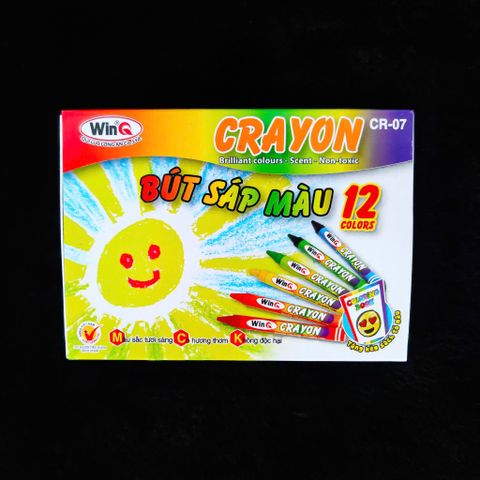 Combo 2 Hộp Bút Sáp Màu Thơm 12 Màu WinQ CR-07 - Bút Vẽ An Toàn Cho Trẻ Em, Màu Sắc Tươi Sáng, Không Độc Hại