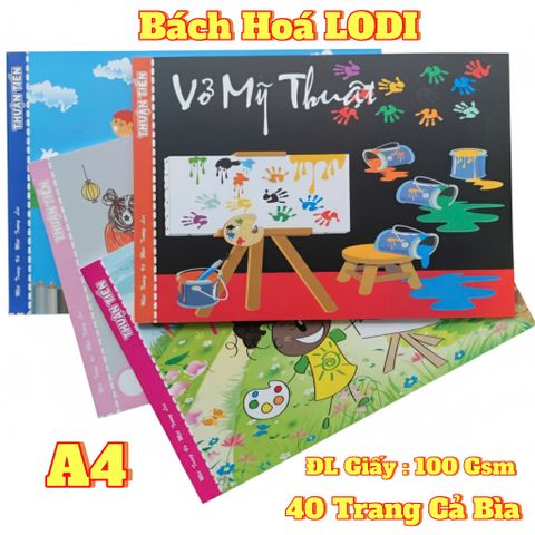 Lốc 10 Quyển Tập Vẽ Mỹ Thuật A4 100Gsm - 40 Trang (20 Tờ) - Giá Sỉ, Vật Dụng Học Tập Cho Bé Sáng Tạo
