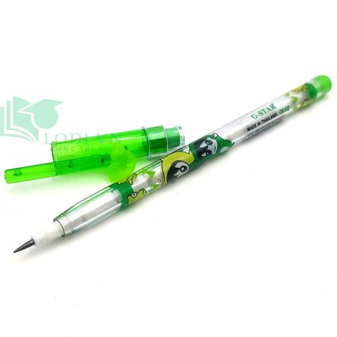 Bút Chì Khúc Cute Gstar CK02 Thái Lan - Bút Chì 2B Dài 14cm Có Nắp Đậy và Gôm Tẩy Tiện Dụng, Hàng Chính Hãng 100%