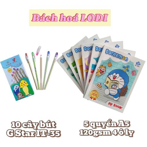 Combo 5 Quyển Tập Học Sinh A5 120gsm + 10 Bút Bi IT-35 Chính Hãng - Văn Phòng Phẩm Chất Lượng Cao, Bảo Đảm Viết Êm Tay