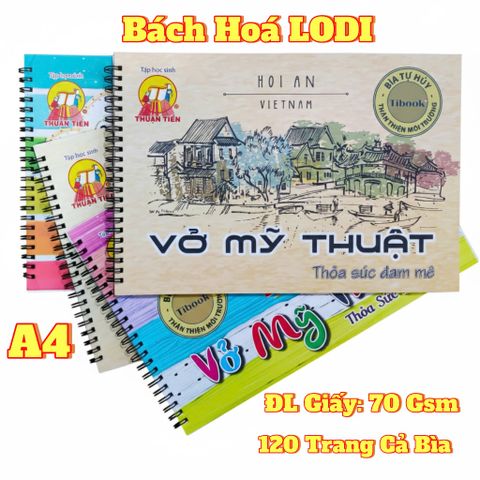 Tập Vẽ Mỹ Thuật 120 Trang Có Lò Xo - Bìa Ngẫu Nhiên, Thân Thiện Môi Trường, Dành Cho Bé Sáng Tạo Nghệ Thuật