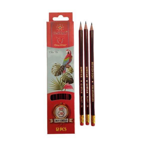 Hộp 12 Cây Bút Chì Gỗ G-Star 027 - Bút Chì Đậm Màu, Bền, Không Gãy Vụn Khi Chuốt - Văn Phòng Phẩm Chất Lượng Cao