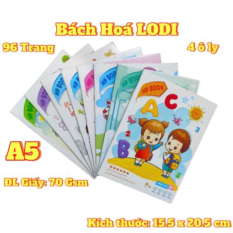 Bộ 10 Tập Học Sinh A5 96 Trang 70gsm - Vở Học Sinh 4 Ô Ly Chất Lượng Cao, Dễ Viết, Giấy Mịn Màu Sắc Tươi Sáng