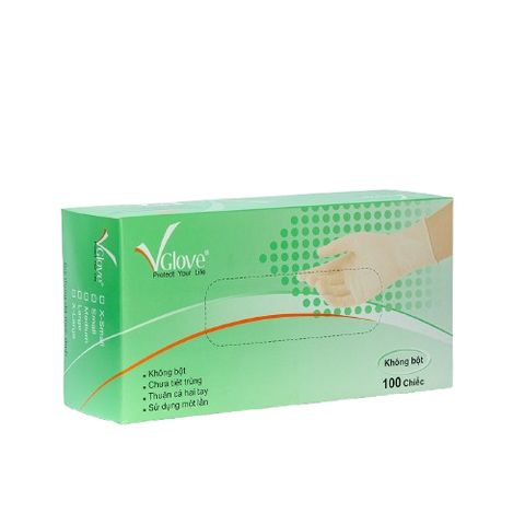 Găng Tay Y Tế Latex Không Bột Vglove Khải Hoàn - Hộp 100 Chiếc, An Toàn Cho Sức Khỏe, Bảo Vệ Tay Trong Hoạt Động Y Khoa