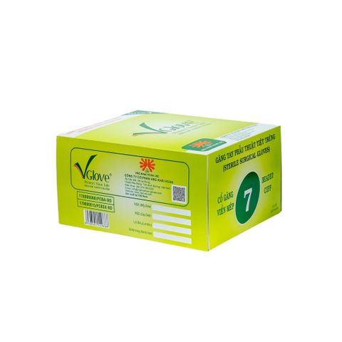 Găng tay y tế phẫu thuật tiệt trùng Vglove Khải Hoàn Size 6.0-7.5 - Bảo vệ tay chuyên dụng, ngăn ngừa lây nhiễm, chất lượng cao