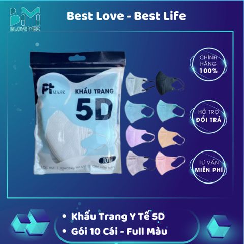 Khẩu Trang Y Tế 5D Phương Tuyến - Kháng Khuẩn 4 Lớp, Thiết Kế Thoải Mái, Đầy Đủ Màu Sắc - Hàng Chính Hãng Cho Người Lớn