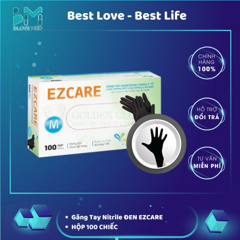Găng Tay Y Tế Nitrile Không Bột Màu Đen 4.0g VIETGLOVE - Hộp 100 Chiếc, Độ Dẻo Dai Cao, Chống Trơn Trượt, An Toàn Vệ Sinh