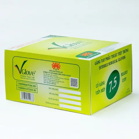 Găng tay y tế phẫu thuật tiệt trùng Vglove Khải Hoàn Size 6.0, 7.0, 7.5 - Bảo vệ sức khỏe, ngăn ngừa lây nhiễm bệnh