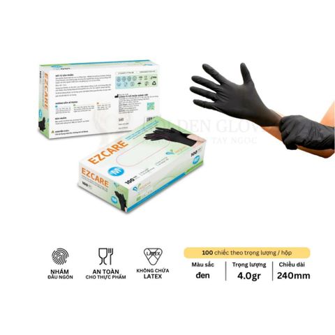 Thùng 10 Hộp Găng Tay Nitrile Không Bột VIETGLOVE Đen - An Toàn Vệ Sinh Trong Chế Biến Thực Phẩm và Dịch Vụ Spa