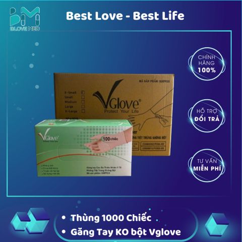 Thùng 1000 Chiếc Găng Tay Cao Su Y Tế Không Bột Vglove Khải Hoàn - Bảo Vệ Đôi Tay Trong Hoạt Động Y Khoa, Hàng Chính Hãng
