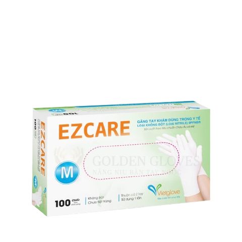 Thùng 10 Hộp Găng Tay Cao Su EZCARE Nitrile Trắng Không Bột VIETGLOVE