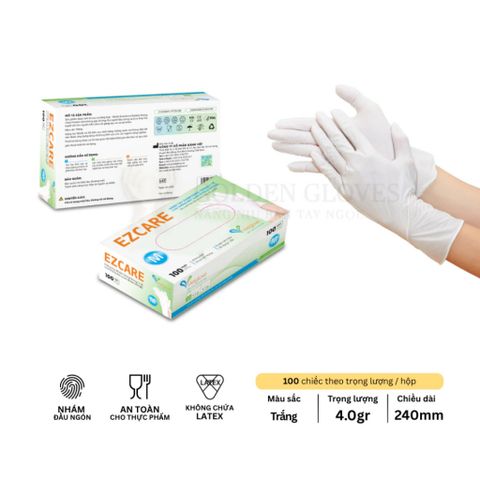 Thùng 10 Hộp Găng Tay Cao Su EZCARE Nitrile Trắng Không Bột VIETGLOVE