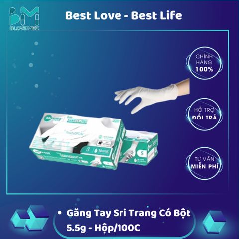 Găng tay y tế Latex không bột 5.5g đủ Size SriTrang Sglove - Hàng chính hãng