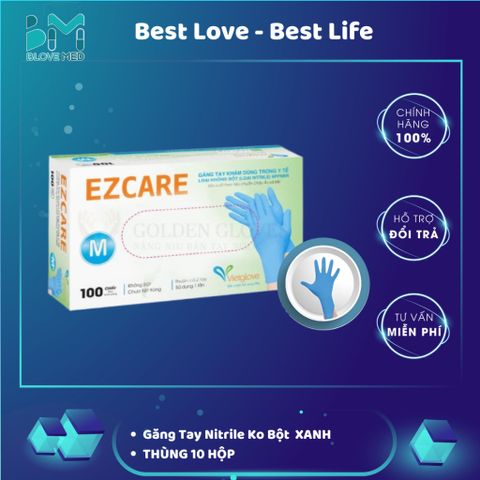 Găng Tay Y Tế Nitrile Không Bột Màu Xanh VIETGLOVE - Hộp 100 Chiếc