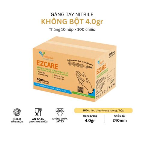 Găng Tay Y Tế Nitrile Không Bột Màu Xanh VIETGLOVE - Hộp 100 Chiếc