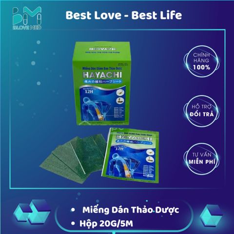 Miếng Dán Giảm Đau Thảo Dược Hayachi 12h - Chữa Bầm Tím, Bong Gân, Đau Lưng, Đau Cơ Khớp - Sử Dụng Ngoài Da, An Toàn Hữu Hiệu