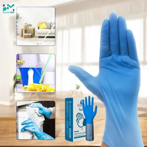 Găng tay y tế cao su Nitrile xanh Sglove không bột 3.5g Thùng 10 hộp