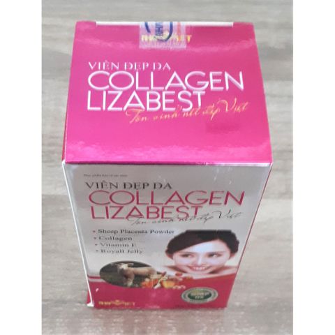 Viên uống bổ sung collagen Lizabest - Hỗ trợ làm đẹp da, giảm lão hóa, tăng độ đàn hồi - Nhật Việt Pharma - Hộp 30 viên