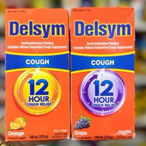 Siro Giảm Ho Delsym 12 Giờ 148ml - Hàng Mỹ Nhập Khẩu - Vị Cam/Nho - An Toàn Cho Bé