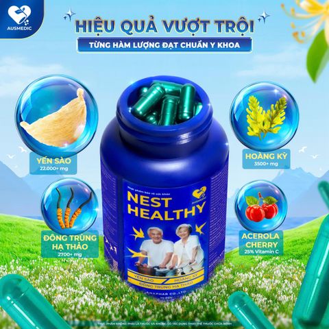 Viên Uống Yến Sào Nest Healthy Ausmedic - Tăng Cường Miễn Dịch, Cải Thiện Giấc Ngủ, 22.500MG Yến Sào, Phù Hợp Cho Mọi Đối Tượng