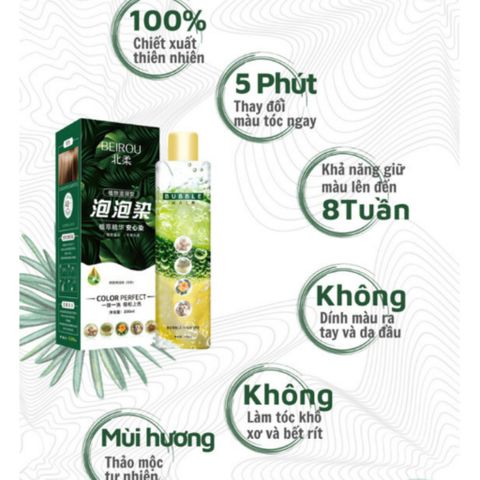 Dầu Gội Phủ Bạc Nano BEIROU 200ml - Tóc Bạc Đẹp, Chiết Xuất Tự Nhiên, Bền Màu, Dưỡng Tóc Mềm Mượt, Không Hư Tổn Tóc