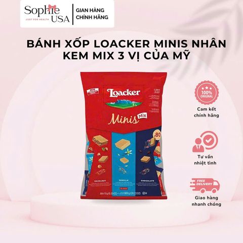 Bánh Xốp Loacker Minis 800g Mix 3 Vị - Hương Vị Châu Âu Tự Nhiên Nguyên Chất: Hazelnut, Dark Chocolate, Vanilla