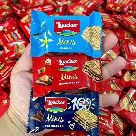 Bánh Xốp Loacker Minis 800g Mix 3 Vị - Hương Vị Châu Âu Tự Nhiên Nguyên Chất: Hazelnut, Dark Chocolate, Vanilla